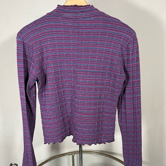 Free People Intimately Fitted Purple Multi-Color Mock Neck Longsleeve - Picture 5 of 5